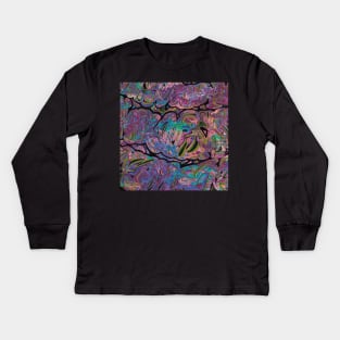 Girly Graffiti - Paint Pour Art - Unique and Vibrant Modern Home Decor for enhancing the living room, bedroom, dorm room, office or interior. Digitally manipulated acrylic painting. Kids Long Sleeve T-Shirt